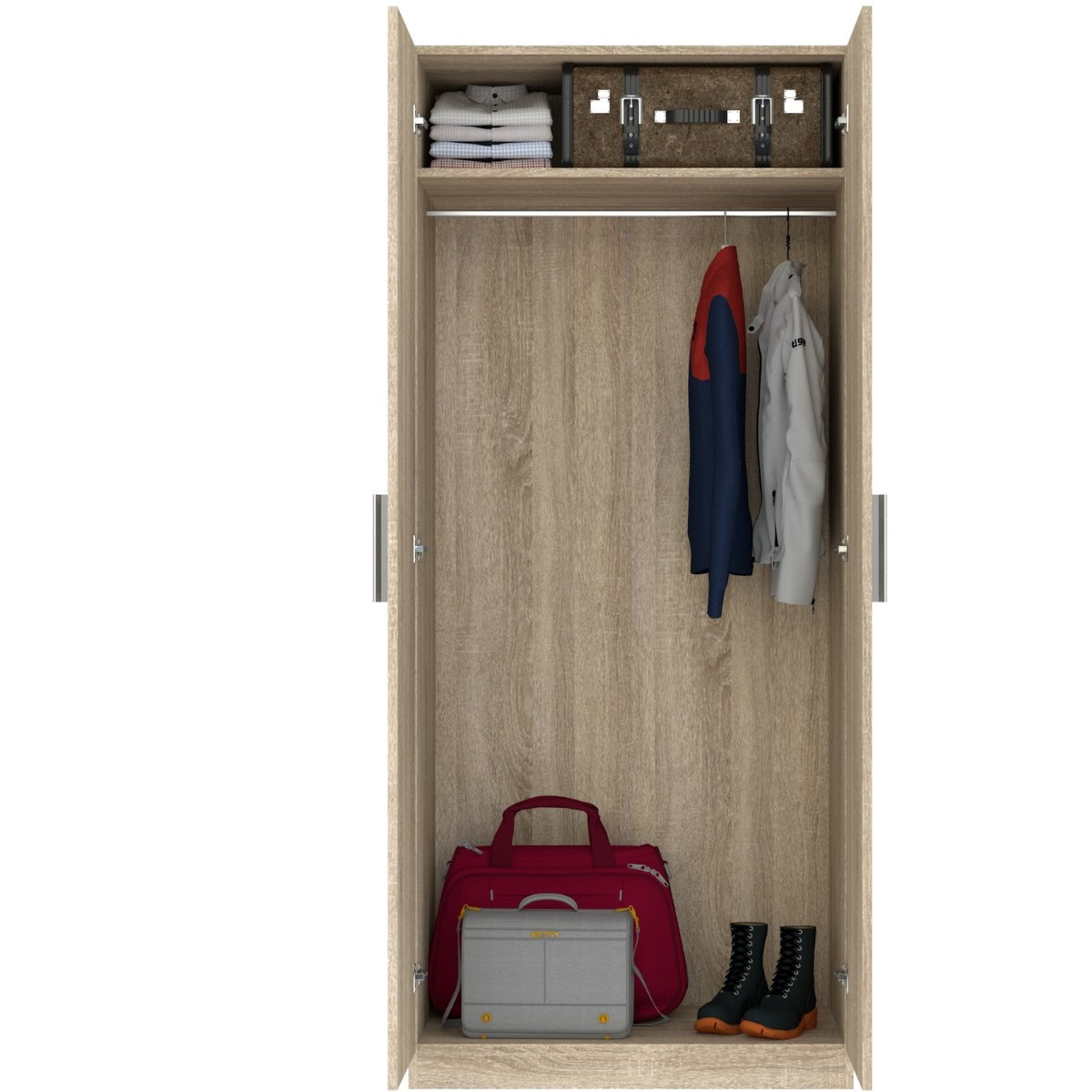 Helsinki Oak Effect 2 Door Wardrobe with Shelf and Hanging Rail