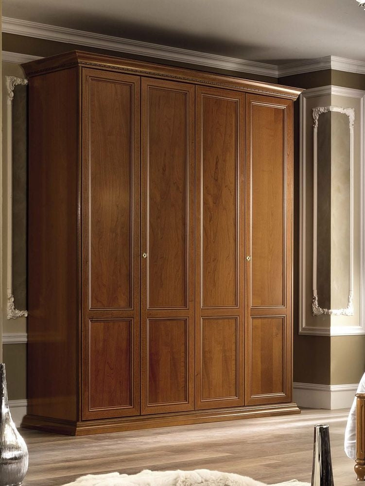 Camel Treviso Night Cherry Wood Italian 4 Door Wardrobe - Nestium