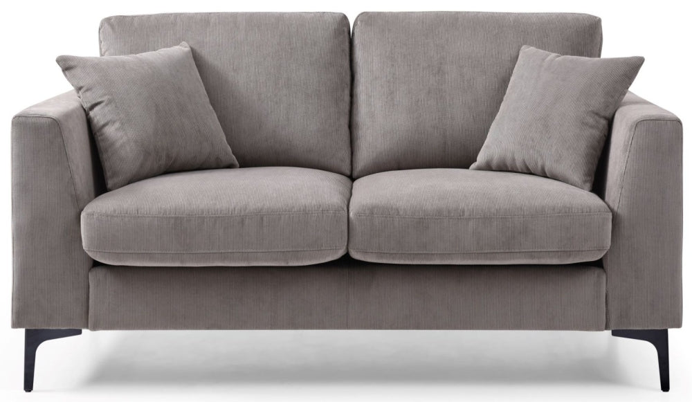 Noah Grey Ribbed Fabric 2 Seater Sofa - Nestium