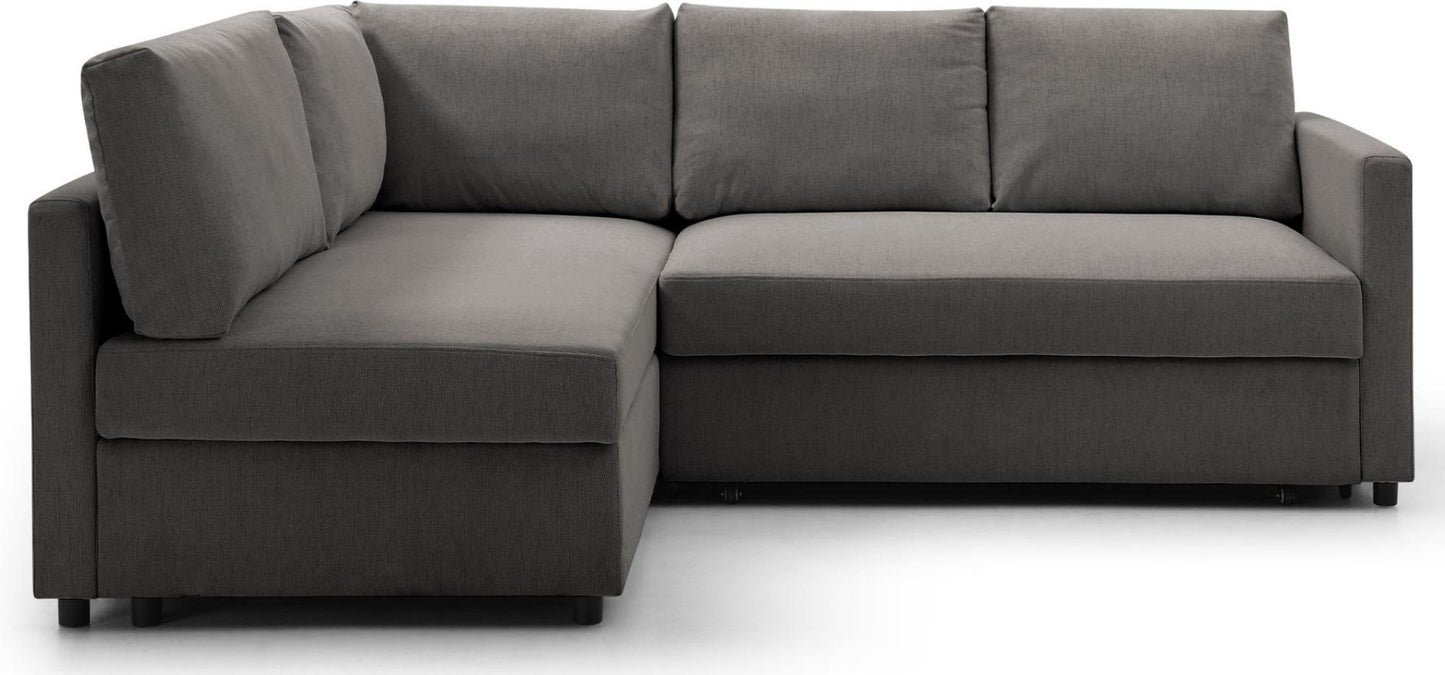 Clara Grey Fabric Corner Pull Out Sofa Bed with Storage - Nestium