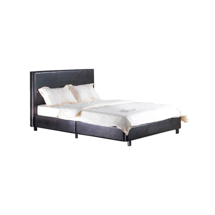 Opulent Kingsize Black Faux Leather Bed with High Headboard - Luxurious Design for Modern Bedrooms - Nestium