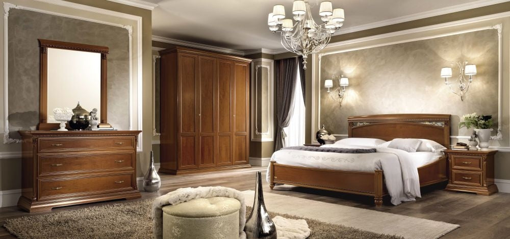 Camel Treviso Night Cherry Wood Italian 4 Door Wardrobe - Nestium