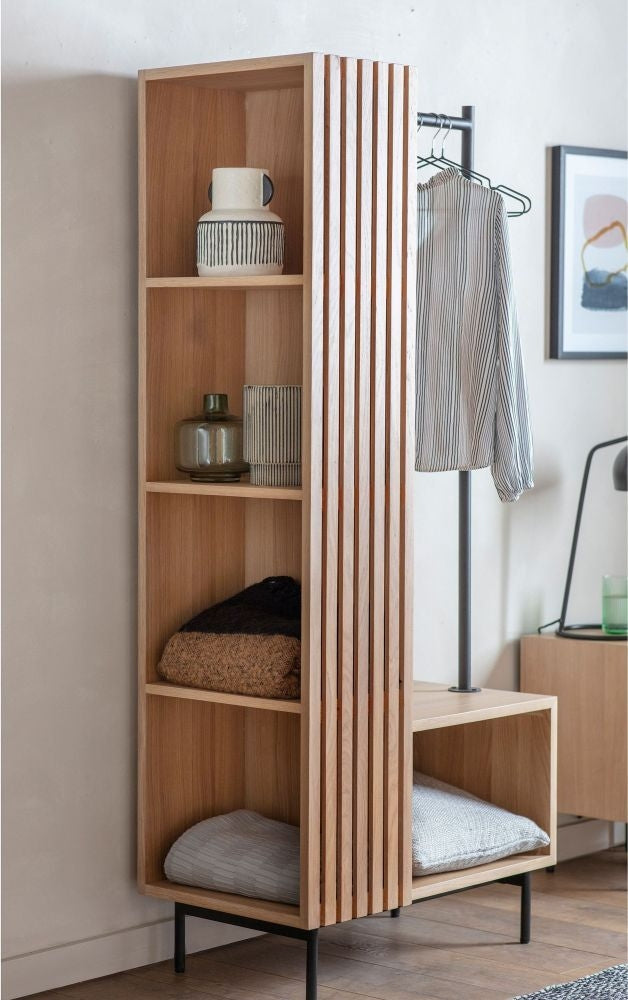 Okayama Japandi Style Oak Open Wardrobe - Nestium
