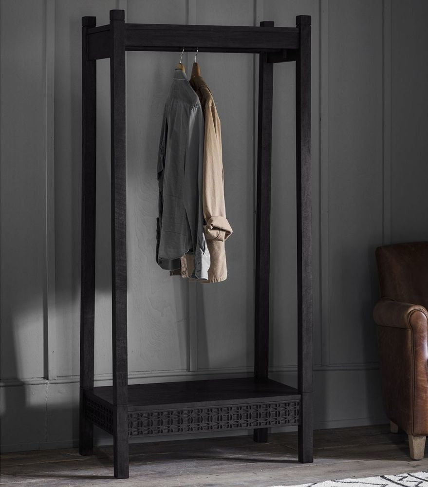 Boho Boutique Black Wood Open Wardrobe - Nestium