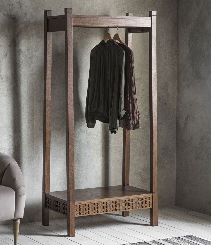 Boho Retreat Chocolate Wood Open Wardrobe - Nestium