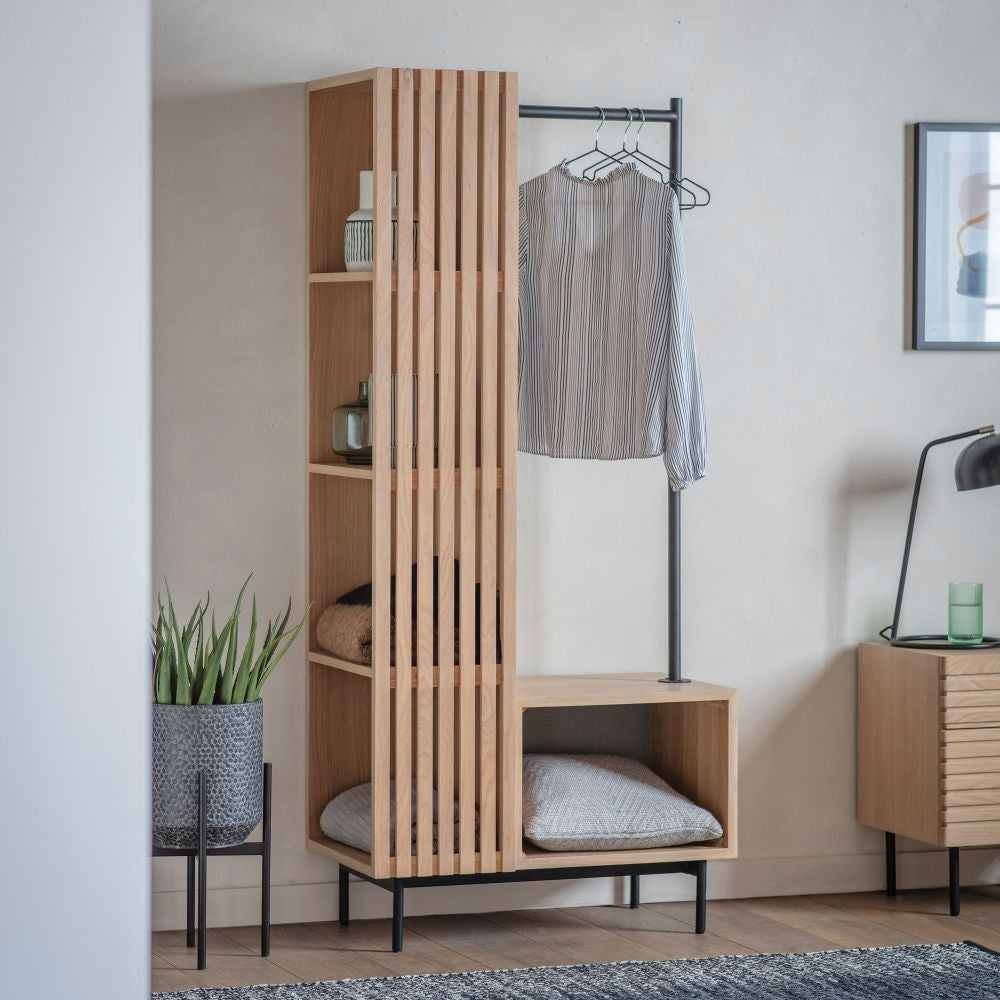 Okayama Japandi Style Oak Open Wardrobe - Nestium