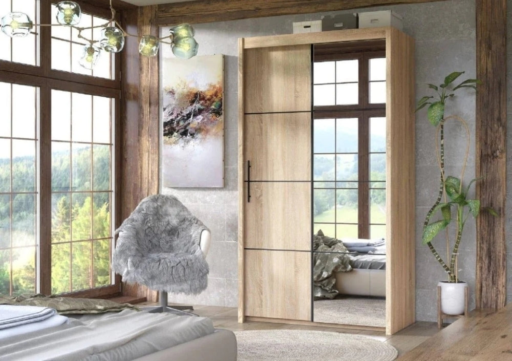 Inova Oak Sonoma Sliding Door Wardrobe - Nestium