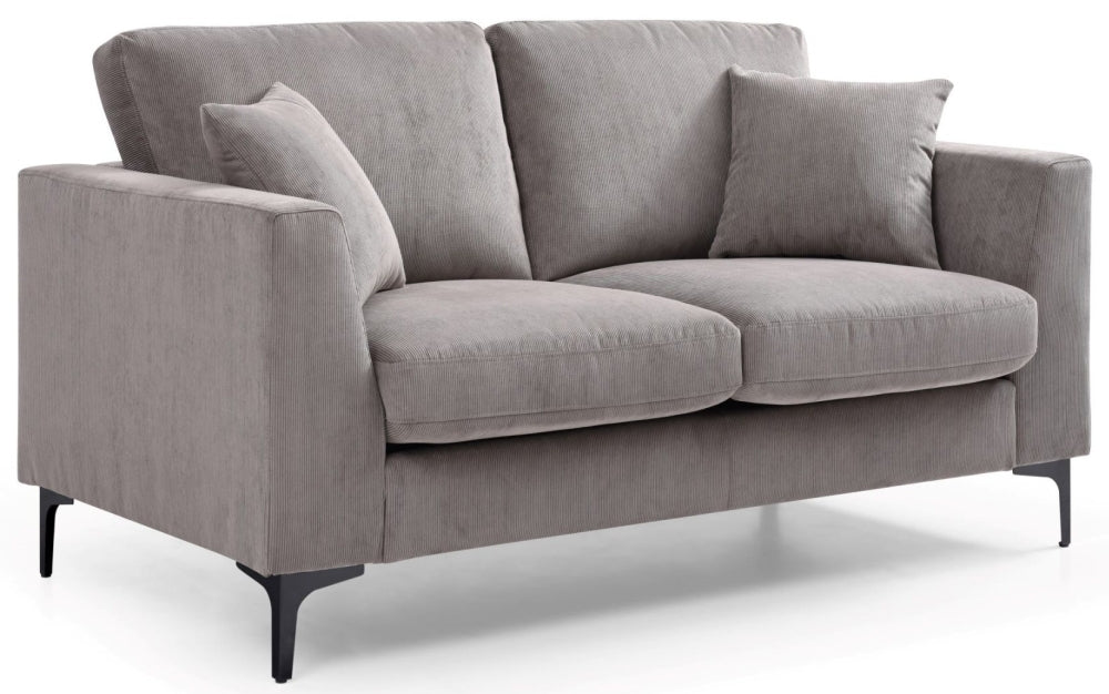 Noah Grey Ribbed Fabric 2 Seater Sofa - Nestium