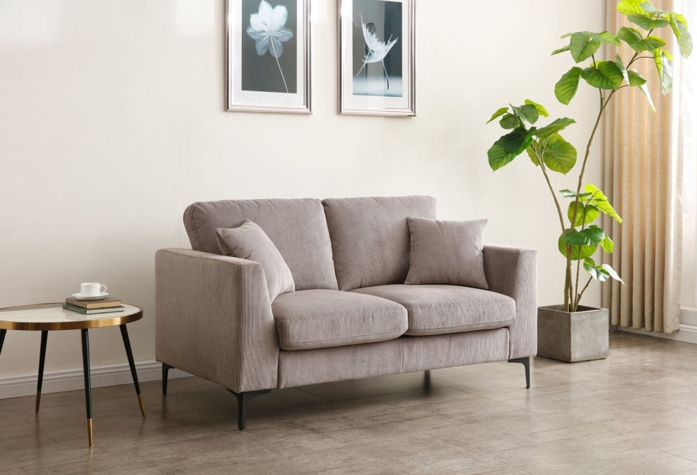 Noah Grey Ribbed Fabric 2 Seater Sofa - Nestium