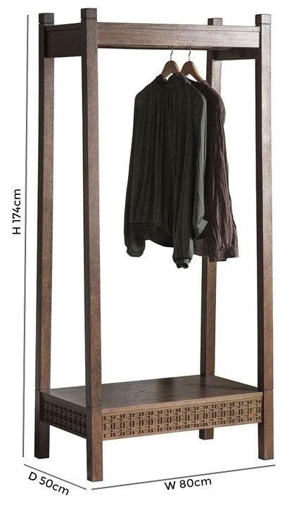 Boho Retreat Chocolate Wood Open Wardrobe - Nestium