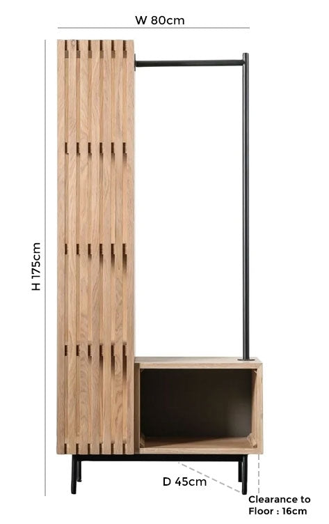 Okayama Japandi Style Oak Open Wardrobe - Nestium
