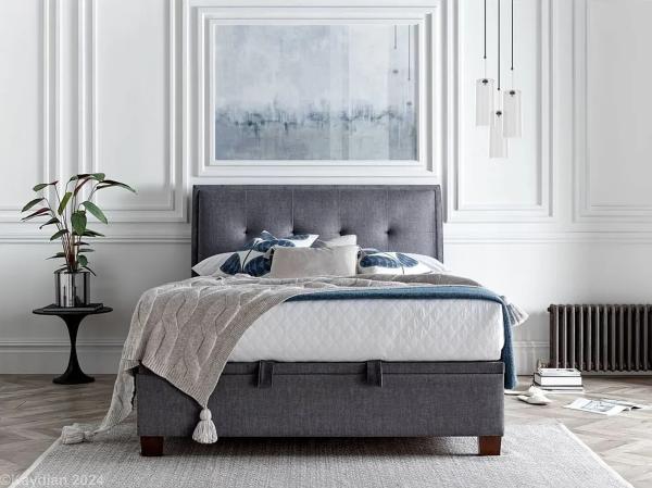 Kaydian Accent Vogue Grey Velvet Fabric Ottoman Storage Bed - Nestium