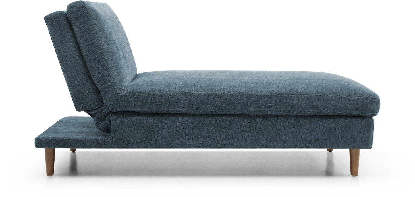 Scott Eryx Chenille Navy Blue Fabric Chaise Sofa Bed - Nestium