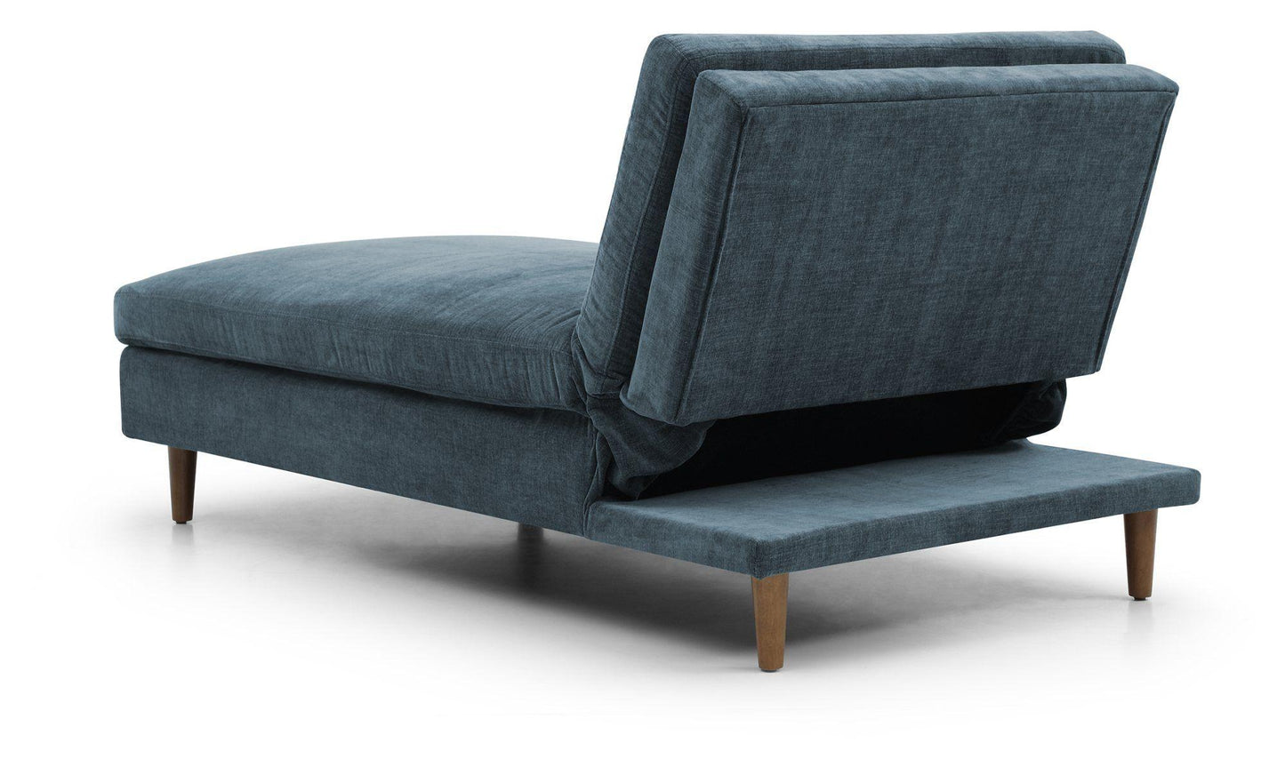 Scott Eryx Chenille Navy Blue Fabric Chaise Sofa Bed - Nestium