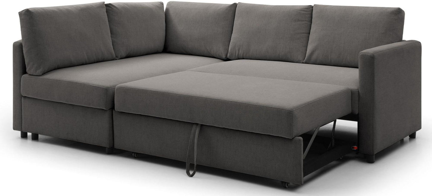 Clara Grey Fabric Corner Pull Out Sofa Bed with Storage - Nestium