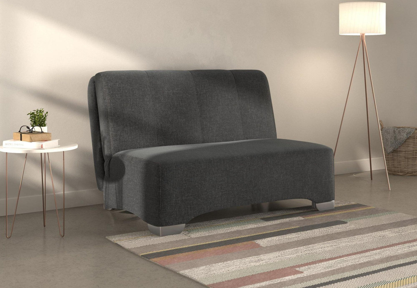 Orla Black Carina Dusk 2 Seater Fabric Pull Out Sofa Bed - Nestium