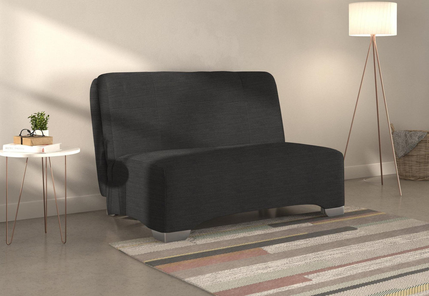 Orla Charcoal Dalton 2 Seater Fabric Pull Out Sofa Bed - Nestium