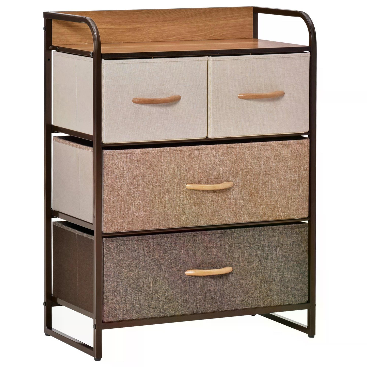 HOMCOM -Drawer Dresser, 3-Tier Storage Organizer, Tower Unit for Bedroom Hallway Closets with Steel Frame Wooden Top