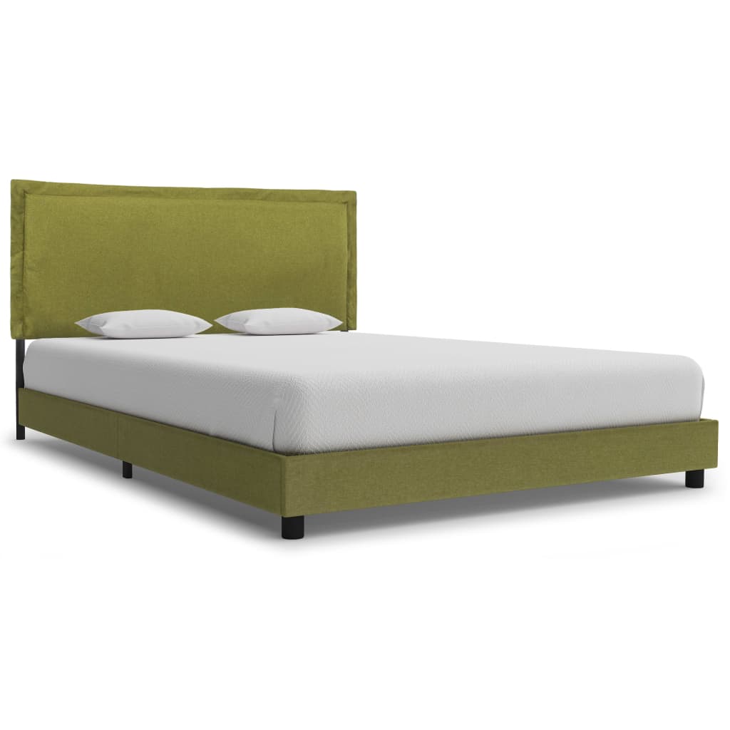 Bed Frame Green Fabric 135X190 Cm Double
