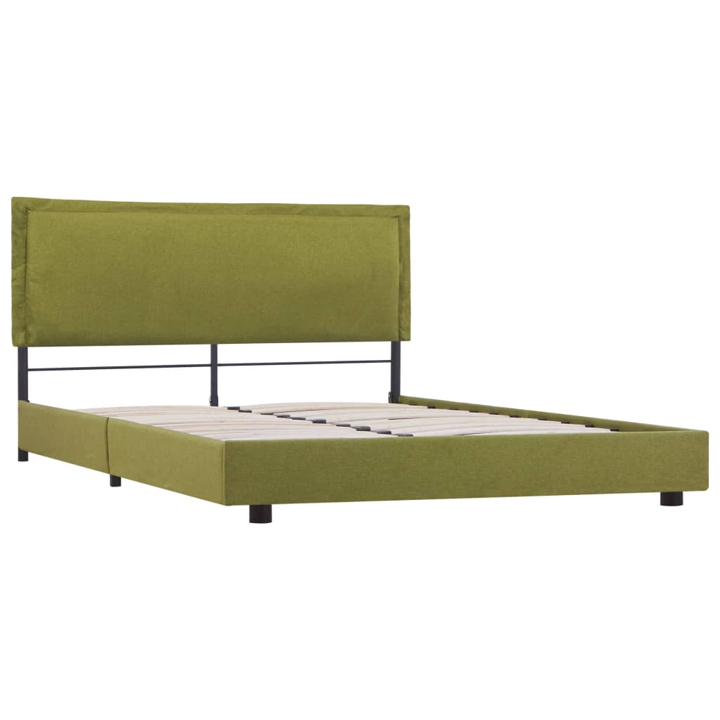 Bed Frame Green Fabric 135X190 Cm Double