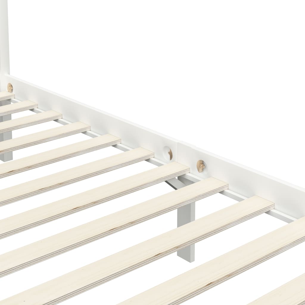 Canopy Bed Frame White Solid Pine Wood 100X200 Cm