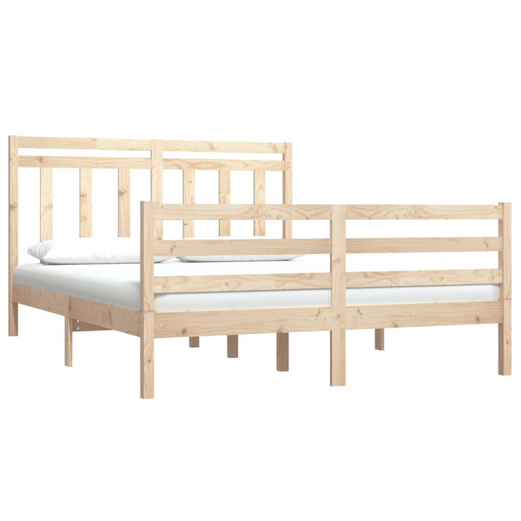 Bed Frame Without Mattress 135X190 Cm Double Solid Wood