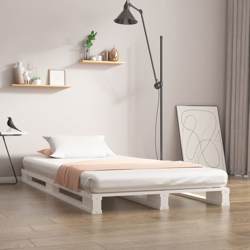 Pallet Bed White 90X200 Cm Solid Wood Pine