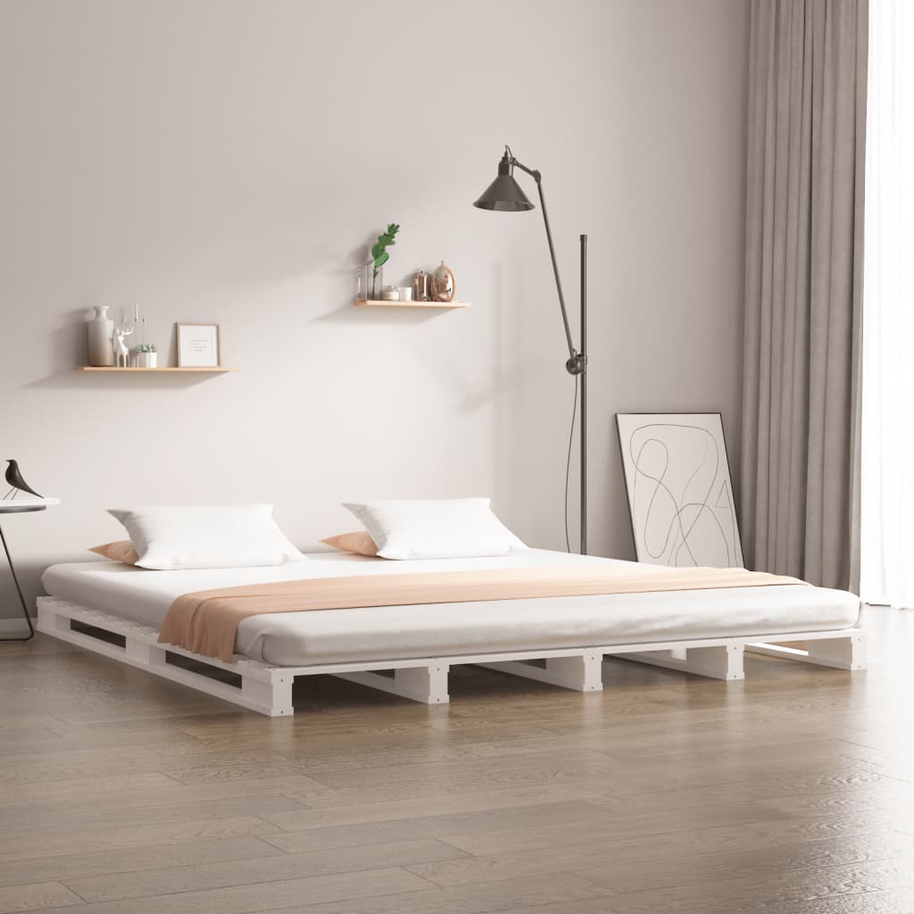 Pallet Bed White 150X200 Cm King Size Solid Wood