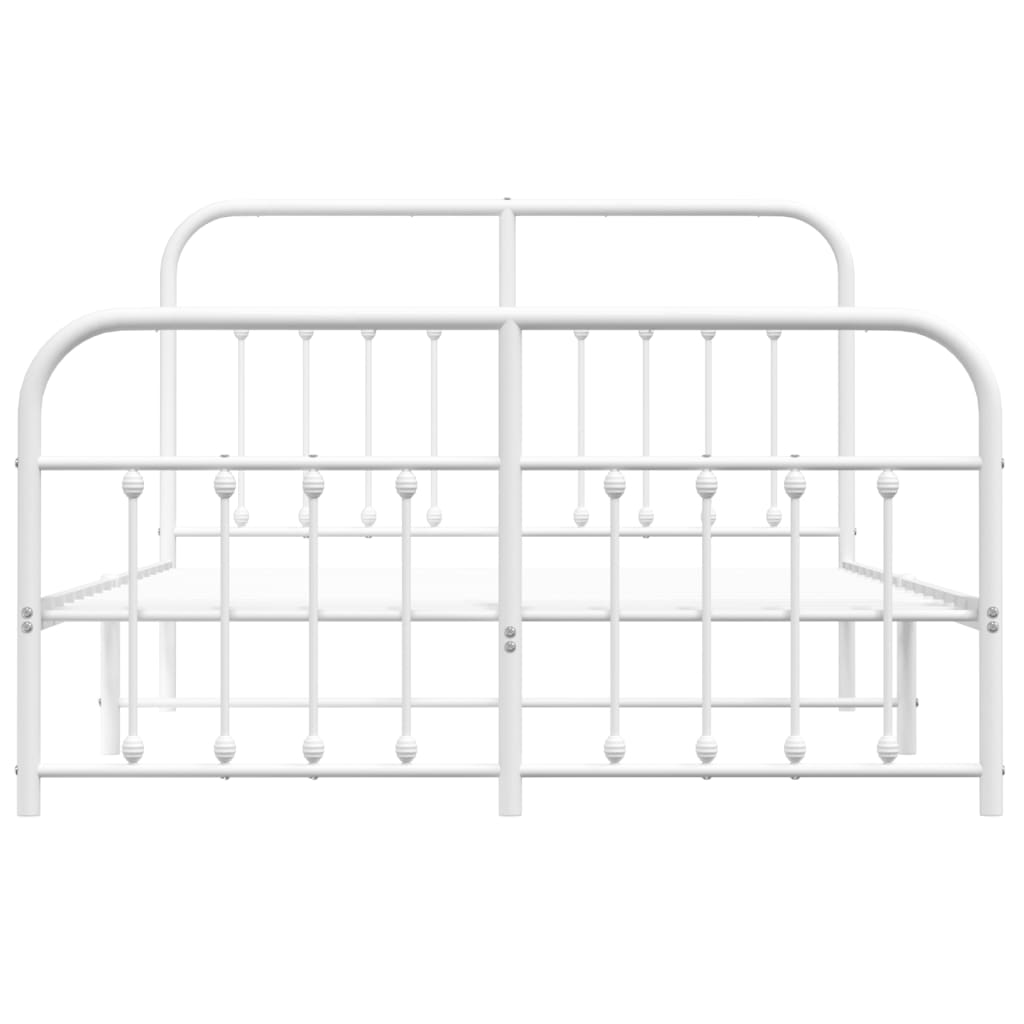 Metal Bed Frame Without Mattress With Footboard White 140X200Cm