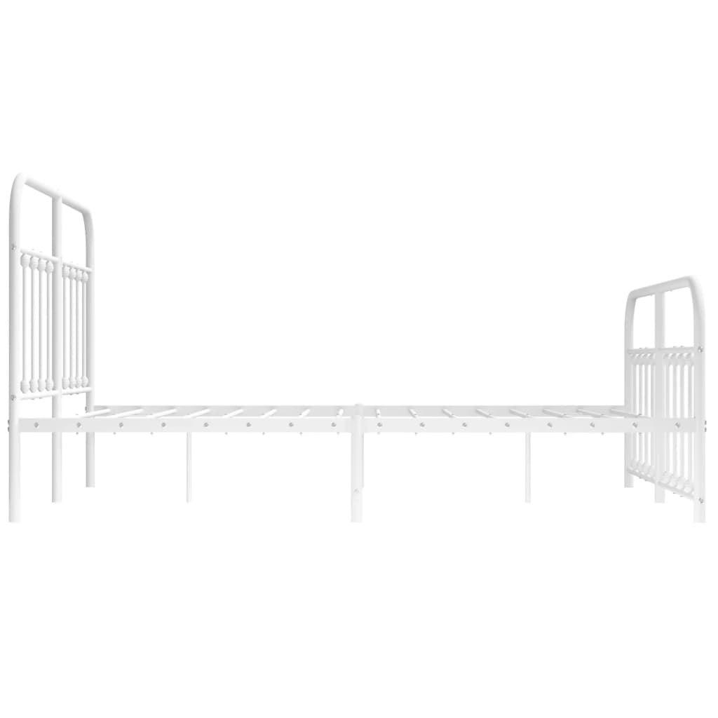 Metal Bed Frame Without Mattress With Footboard White 140X200Cm