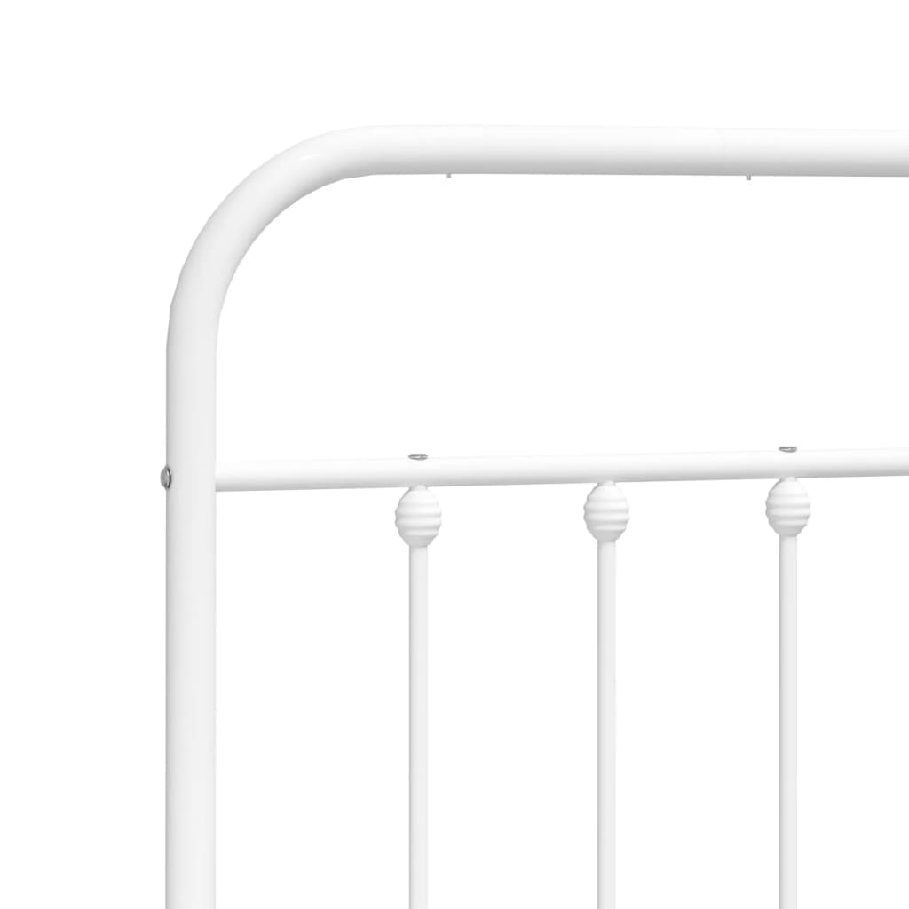 Metal Bed Frame Without Mattress With Footboard White 140X200Cm