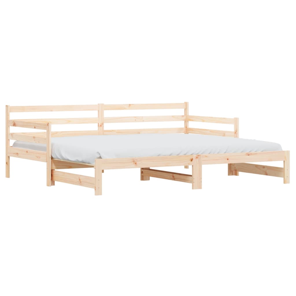 Daybed With Trundle Without Mattress 90X190 Cm Single Solid Wood