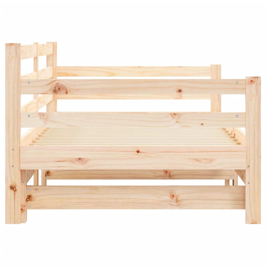 Daybed With Trundle Without Mattress 90X190 Cm Single Solid Wood