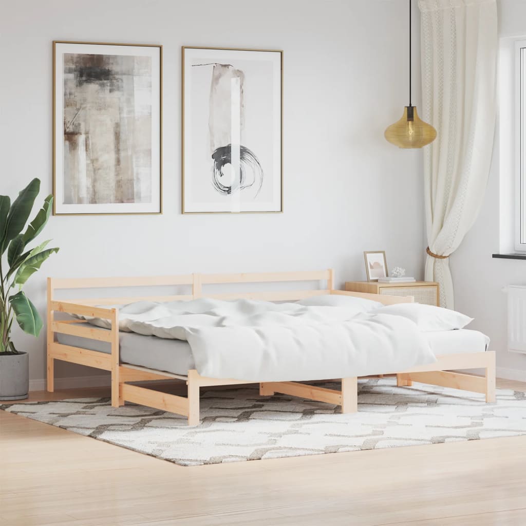 Daybed With Trundle Without Mattress 90X190 Cm Single Solid Wood