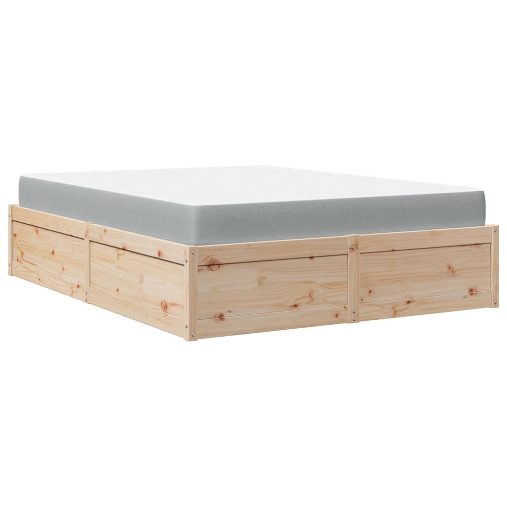 Bed With Mattress 120X200 Cm Solid Wood Pine