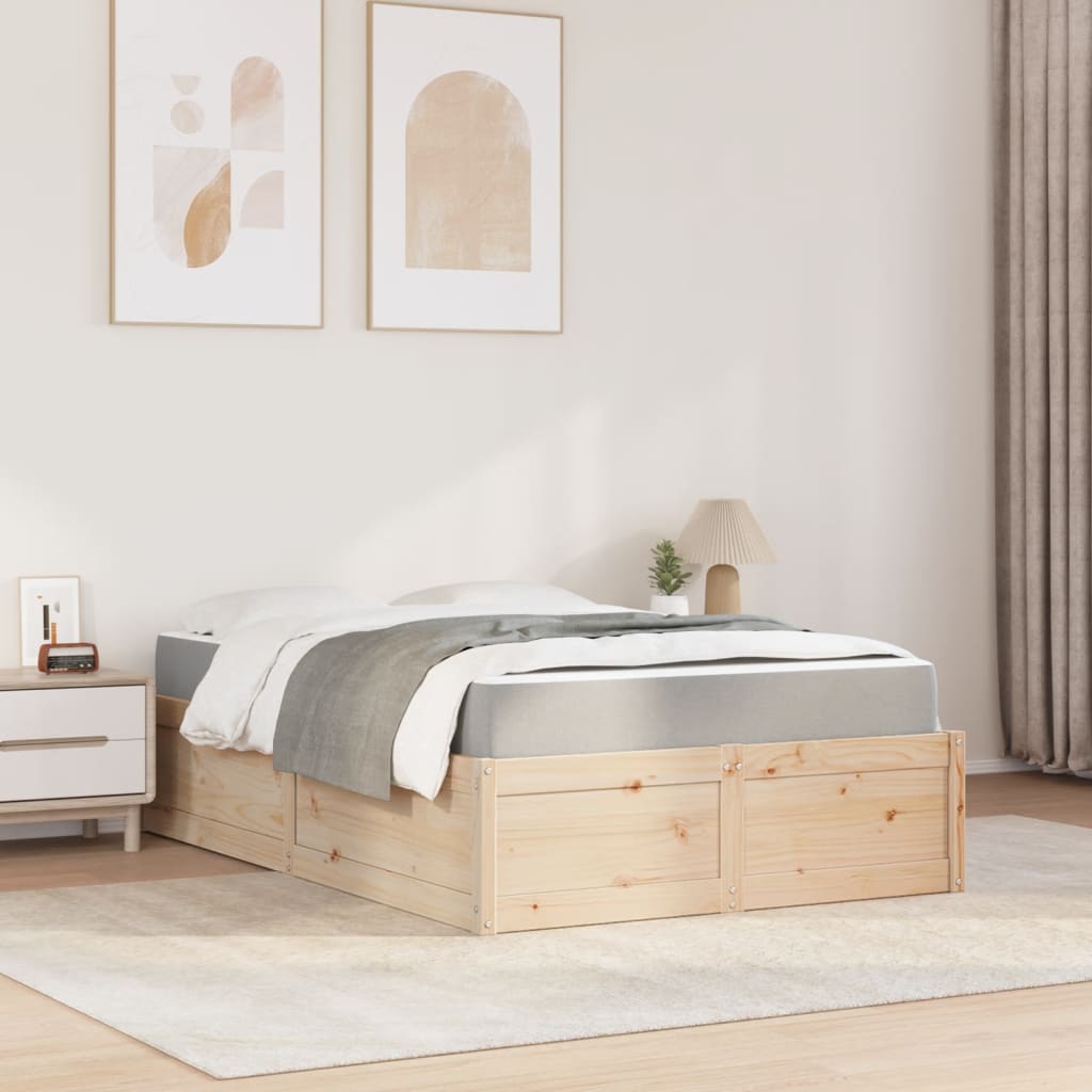 Bed With Mattress 120X200 Cm Solid Wood Pine