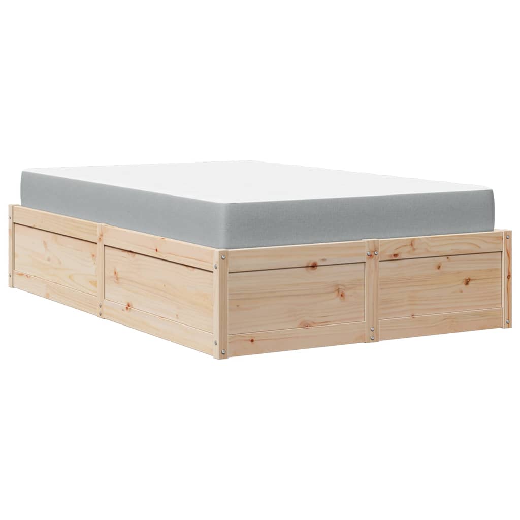 Bed With Mattress 120X200 Cm Solid Wood Pine