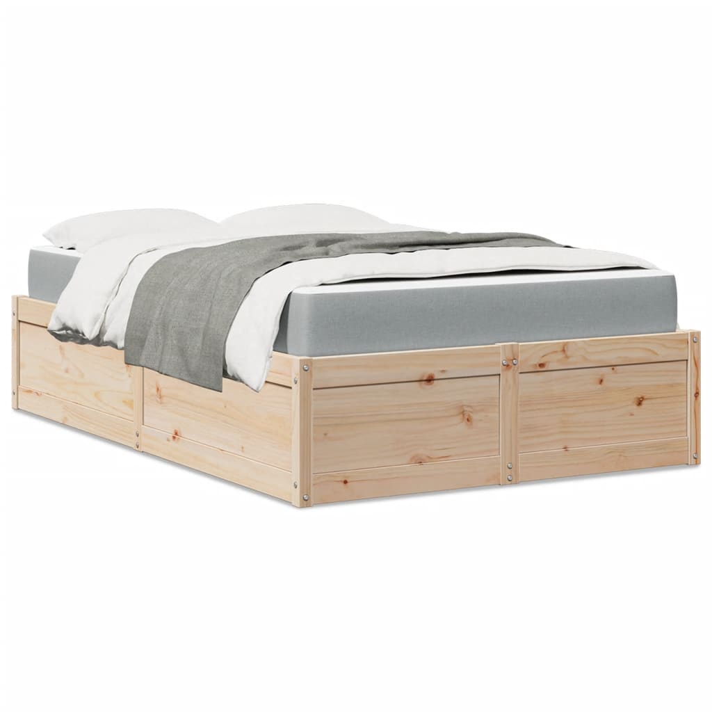 Bed With Mattress 120X200 Cm Solid Wood Pine