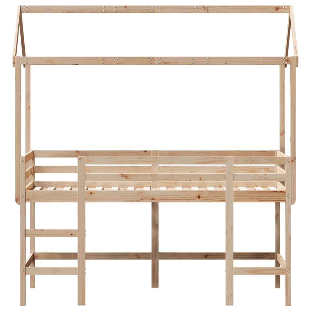 Loft Bed With Ladder And Roof Without Mattress 90X200 Cm