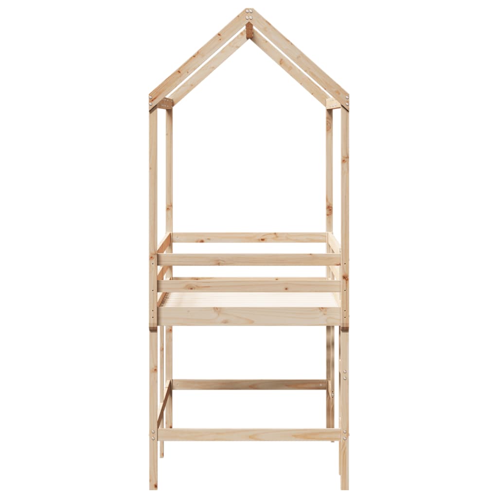 Loft Bed With Ladder And Roof Without Mattress 90X200 Cm