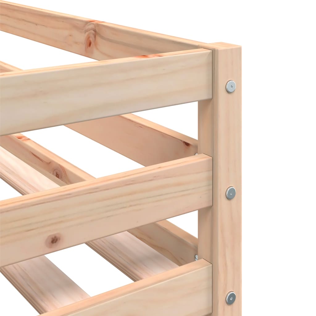 Bunk Bed With Curtains Pink 75X190 Cm Solid Wood Pine