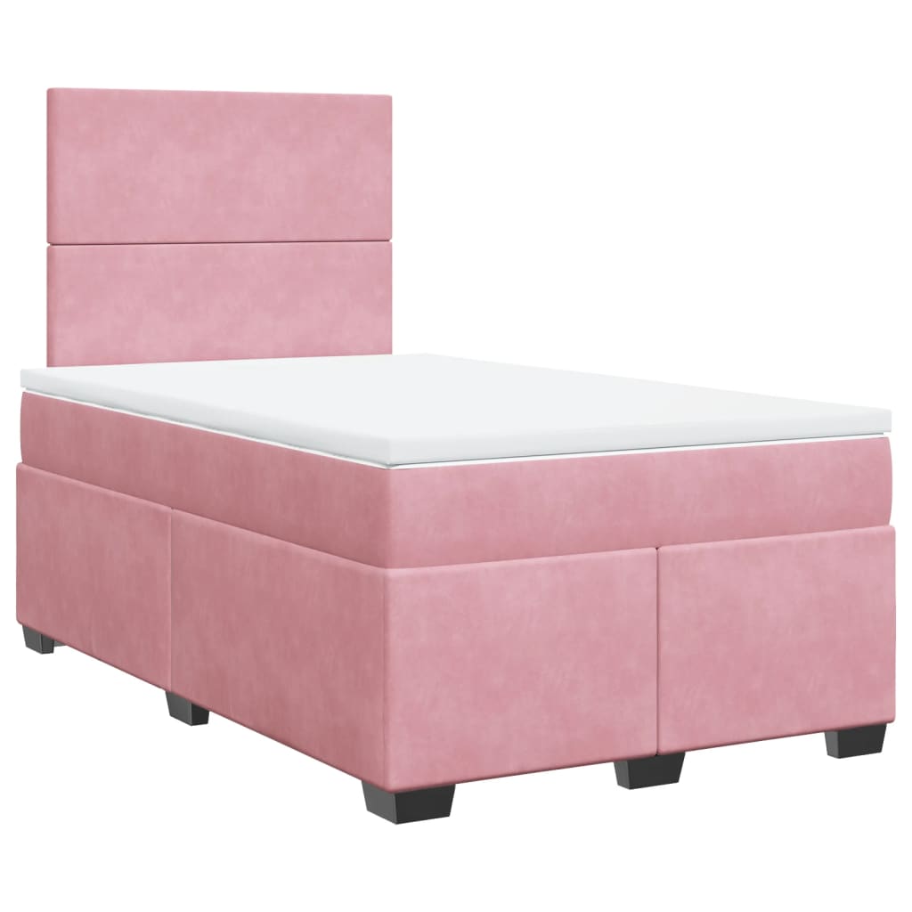 Box Spring Bed With Mattress Pink 120X190 Cm Small Double Velvet