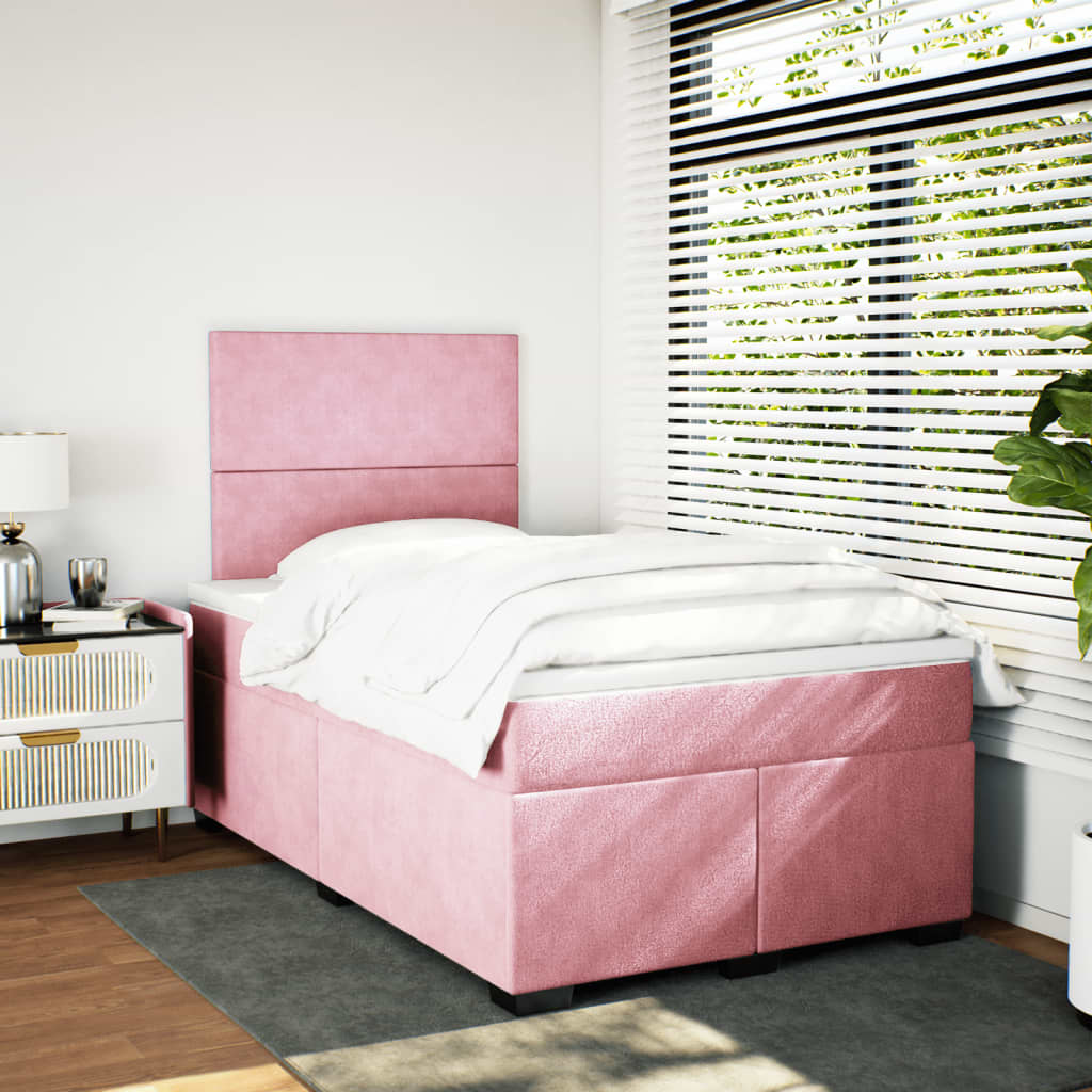 Box Spring Bed With Mattress Pink 120X190 Cm Small Double Velvet