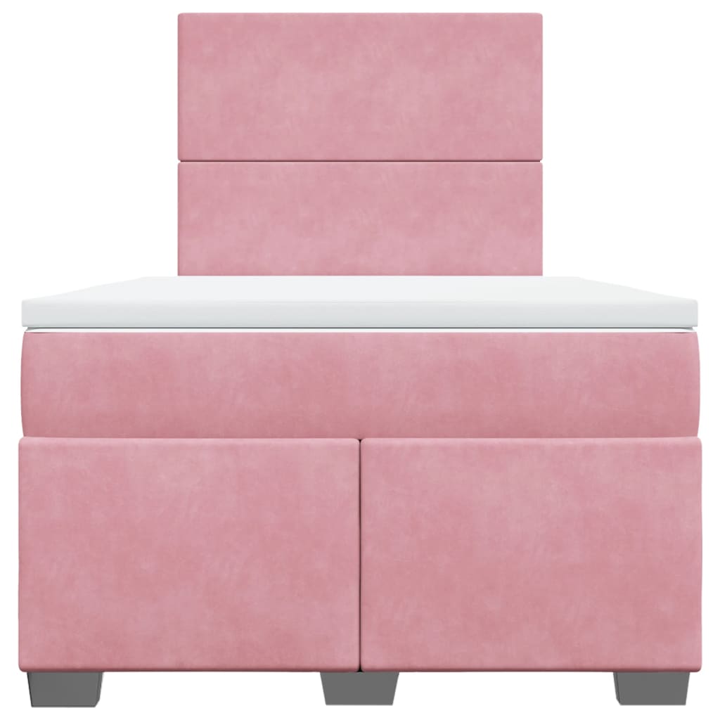 Box Spring Bed With Mattress Pink 120X190 Cm Small Double Velvet