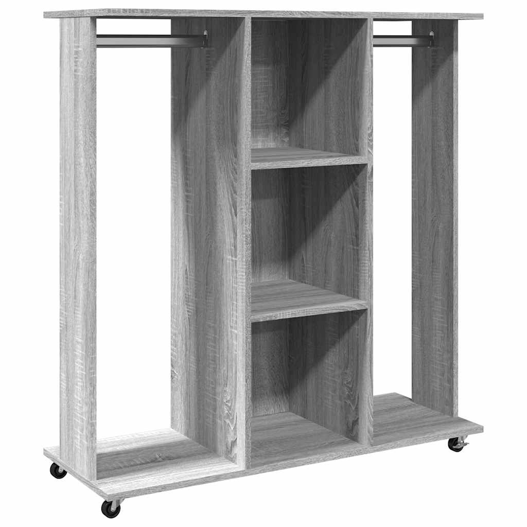 Wardrobe With Wheels Grey Sonoma | Sliding | Engineered Wood | 2 Doors | 102cm