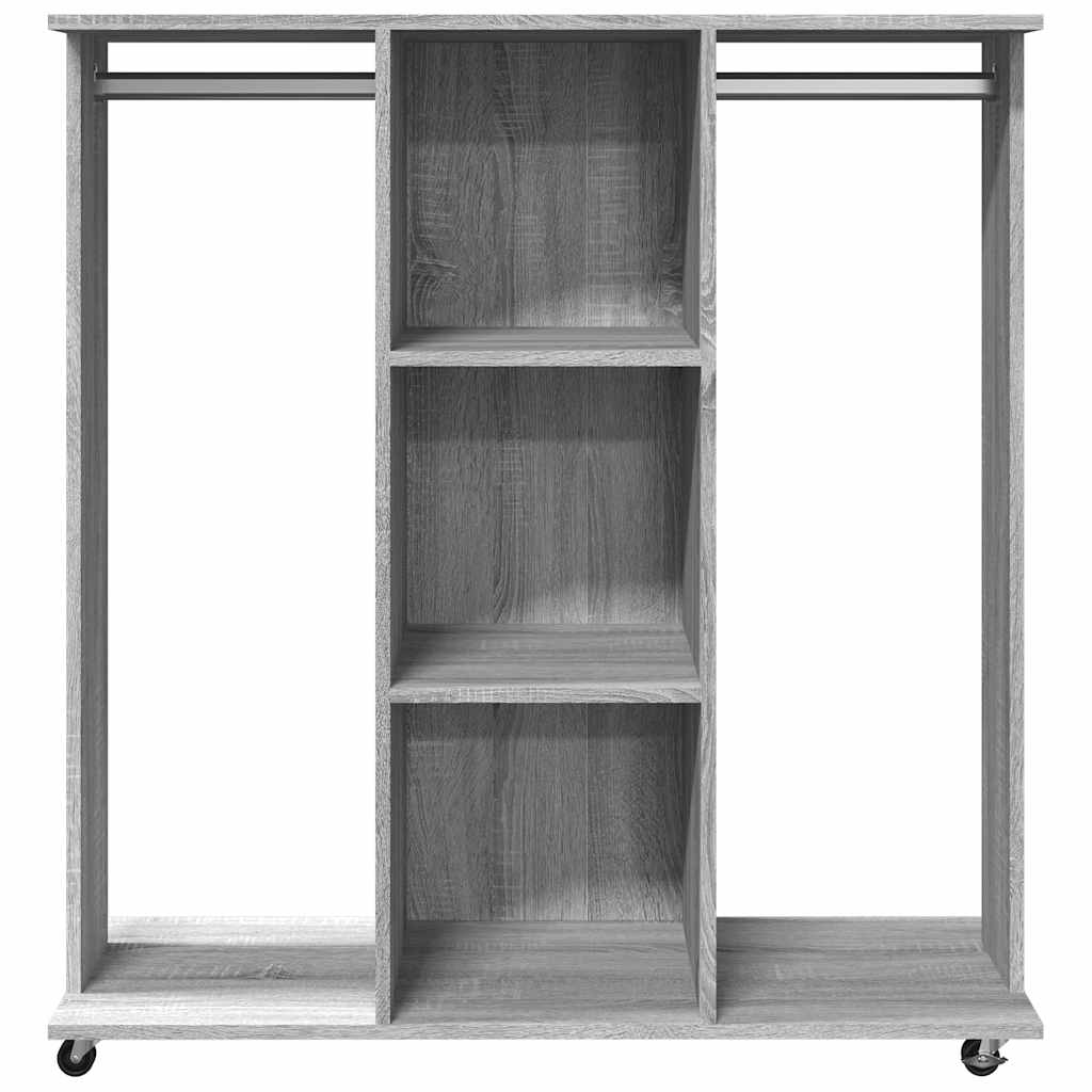 Wardrobe With Wheels Grey Sonoma | Sliding | Engineered Wood | 2 Doors | 102cm