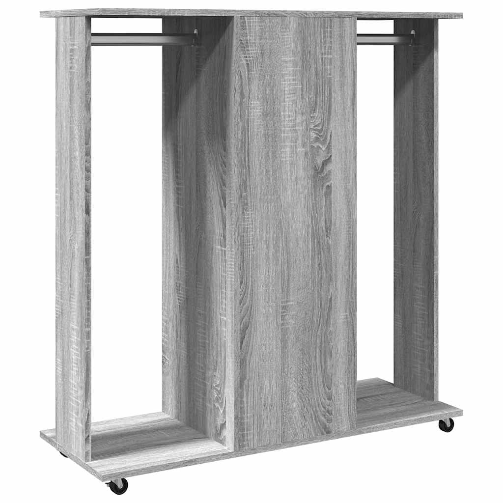 Wardrobe With Wheels Grey Sonoma | Sliding | Engineered Wood | 2 Doors | 102cm