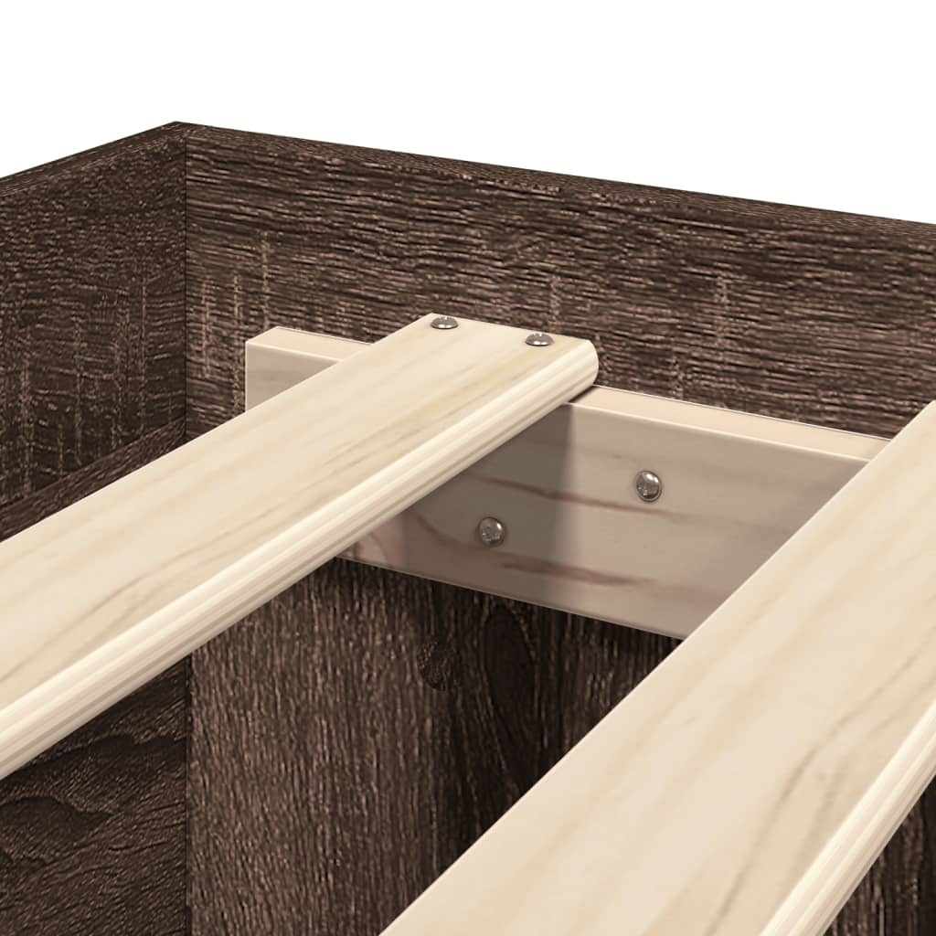 Bed Frame With Headboard Without Mattress Brown Oak 140X200 Cm