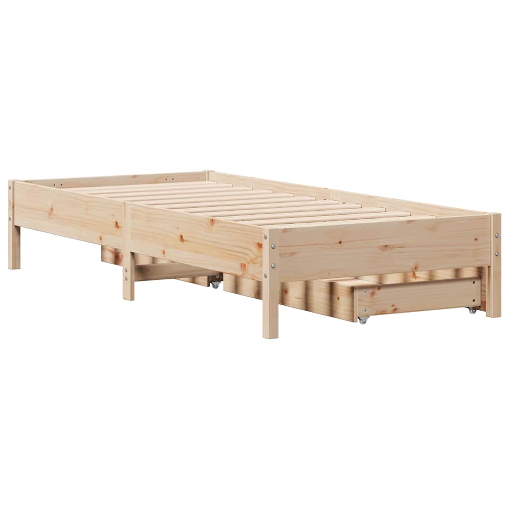 Bed Frame Without Mattress 90X190 Cm Single Solid Wood Pine