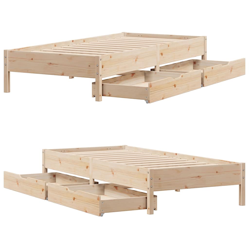 Bed Frame Without Mattress 90X190 Cm Single Solid Wood Pine